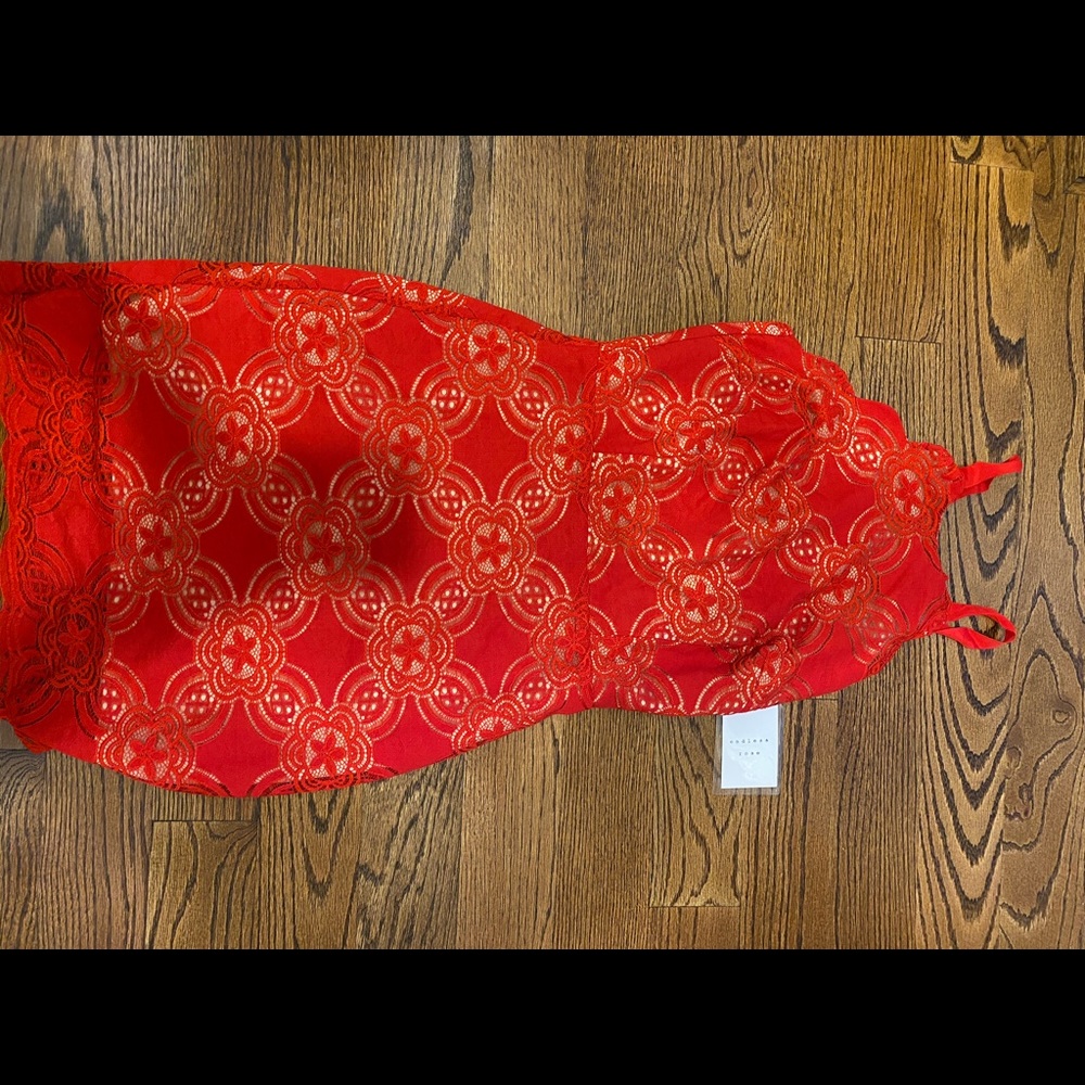 Red halter backless endless rose dress - new